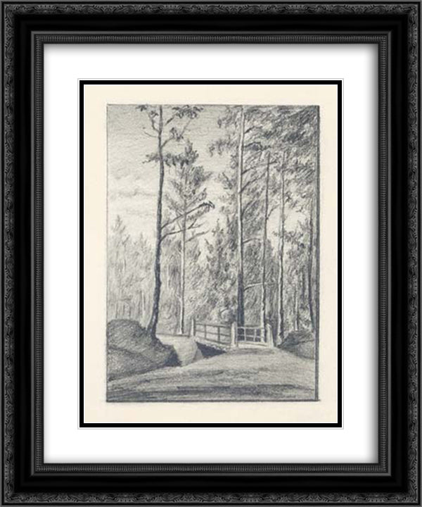 Second bridge on road to threshing floor in State Forest 20x24 Black Ornate Wood Framed Art Print Poster with Double Matting by Roerich, Nicholas