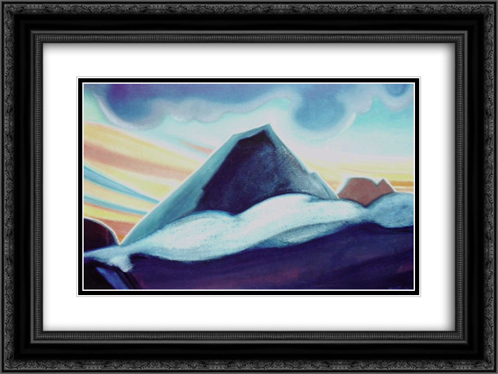 Sentinels 24x18 Black Ornate Wood Framed Art Print Poster with Double Matting by Roerich, Nicholas