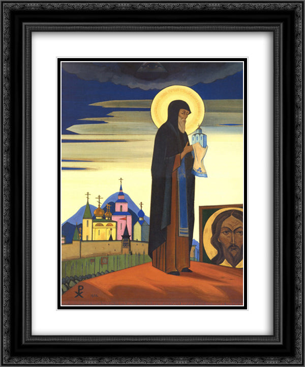 Sergius of Radonezh 20x24 Black Ornate Wood Framed Art Print Poster with Double Matting by Roerich, Nicholas
