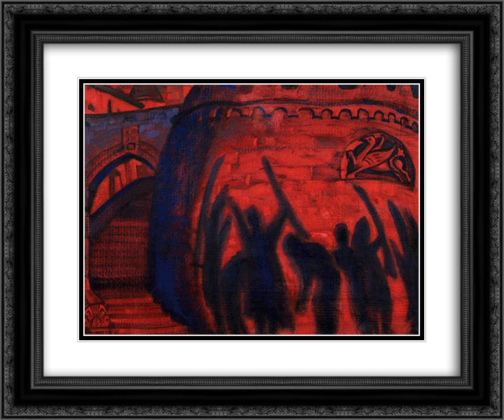Shadows 24x20 Black Ornate Wood Framed Art Print Poster with Double Matting by Roerich, Nicholas