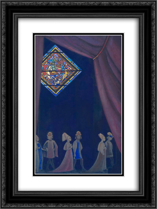 Shadows of the past 18x24 Black Ornate Wood Framed Art Print Poster with Double Matting by Roerich, Nicholas