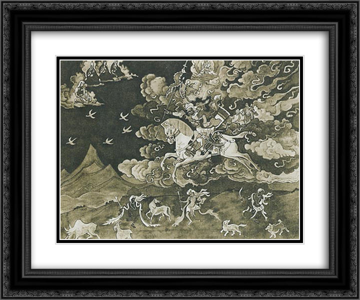 Shambala is going 24x20 Black Ornate Wood Framed Art Print Poster with Double Matting by Roerich, Nicholas