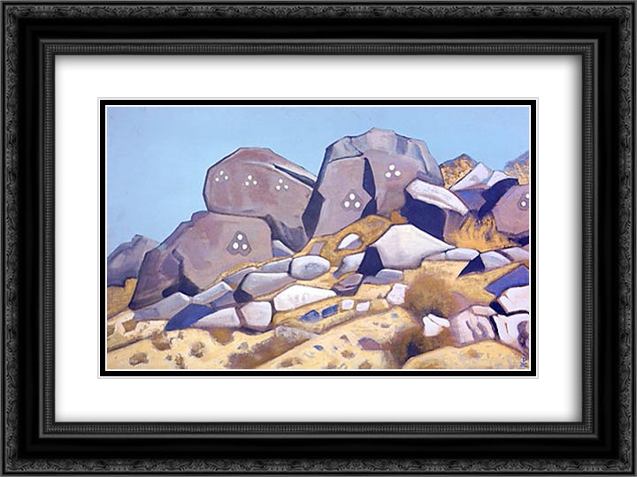 Shara-Muren 24x18 Black Ornate Wood Framed Art Print Poster with Double Matting by Roerich, Nicholas