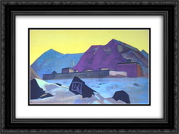 Sharugen Monastery 24x18 Black Ornate Wood Framed Art Print Poster with Double Matting by Roerich, Nicholas
