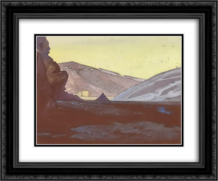 Sharugon Monastery, Tibet 24x20 Black Ornate Wood Framed Art Print Poster with Double Matting by Roerich, Nicholas