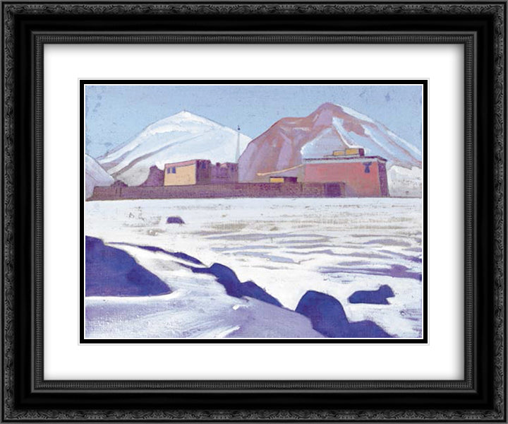 Sharugon Monastery 24x20 Black Ornate Wood Framed Art Print Poster with Double Matting by Roerich, Nicholas