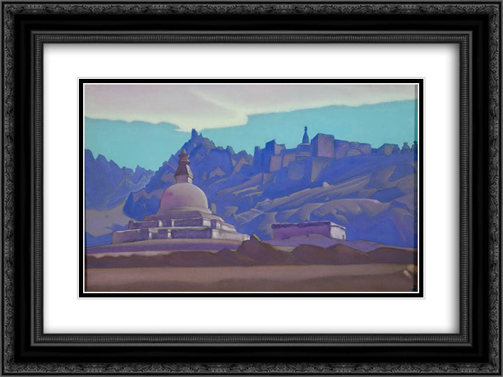 She monastery 24x18 Black Ornate Wood Framed Art Print Poster with Double Matting by Roerich, Nicholas