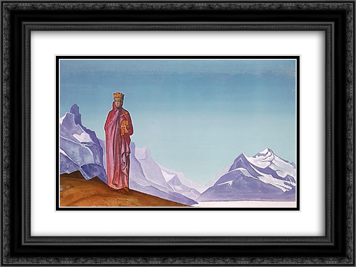 She who holds the world 24x18 Black Ornate Wood Framed Art Print Poster with Double Matting by Roerich, Nicholas