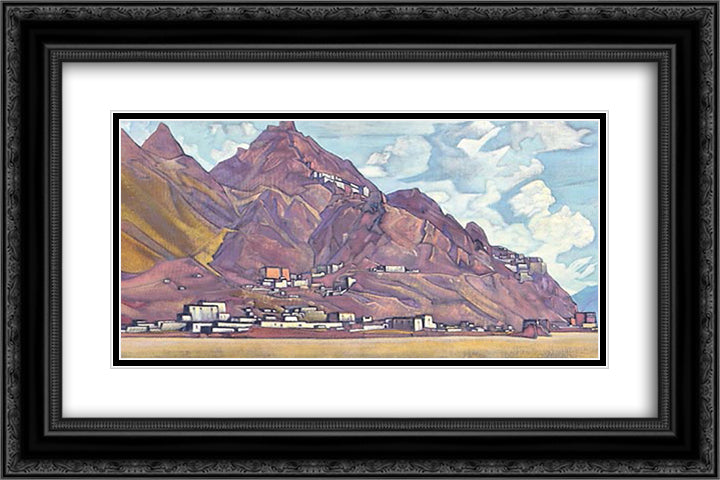 Shekar-Dzong 24x16 Black Ornate Wood Framed Art Print Poster with Double Matting by Roerich, Nicholas