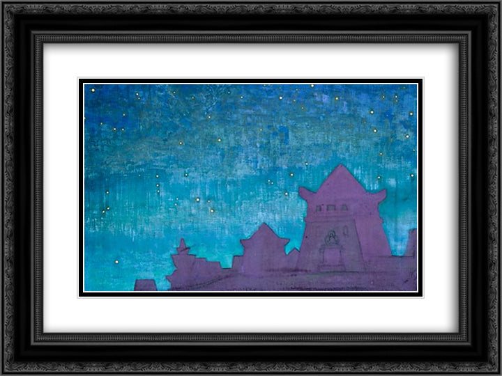 Silhouette 24x18 Black Ornate Wood Framed Art Print Poster with Double Matting by Roerich, Nicholas