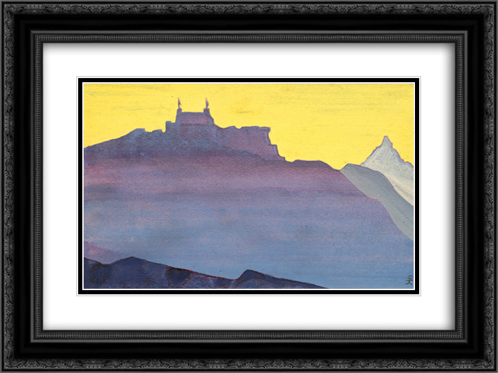 Sissu. Lahaul. 24x18 Black Ornate Wood Framed Art Print Poster with Double Matting by Roerich, Nicholas