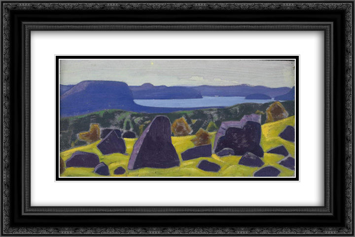 Sketch for Ladoga series 24x16 Black Ornate Wood Framed Art Print Poster with Double Matting by Roerich, Nicholas