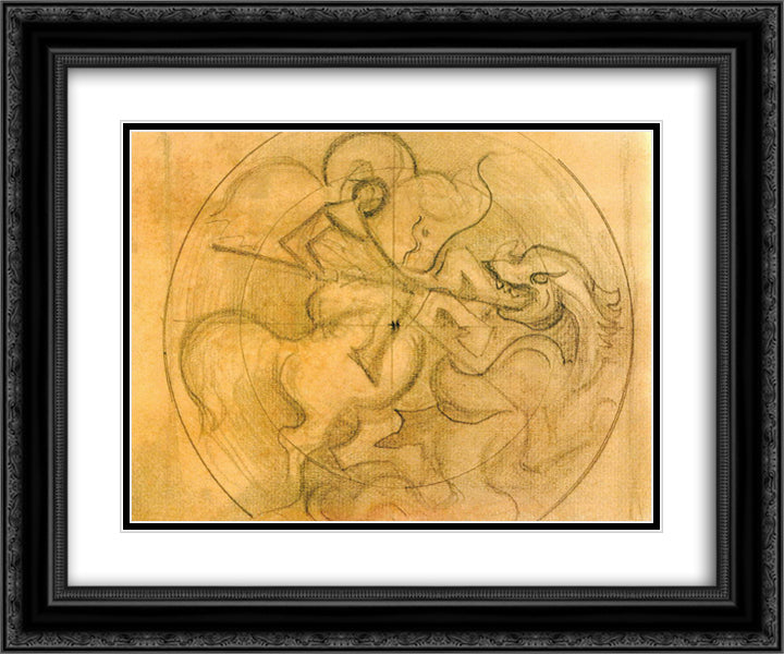 Sketch for Light Conquers Darkness 24x20 Black Ornate Wood Framed Art Print Poster with Double Matting by Roerich, Nicholas