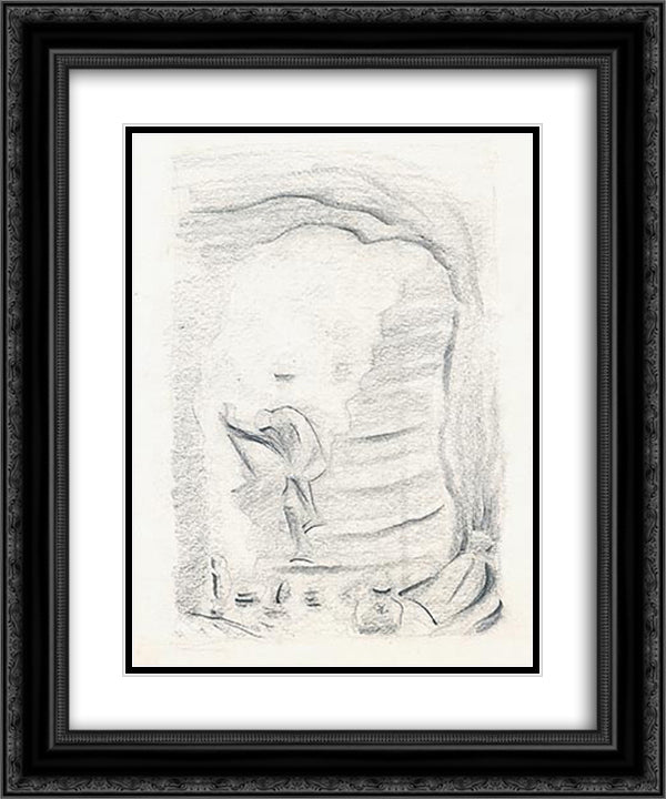 Sketch for Rachmaninov's opera The Covetous Knight 20x24 Black Ornate Wood Framed Art Print Poster with Double Matting by Roerich, Nicholas