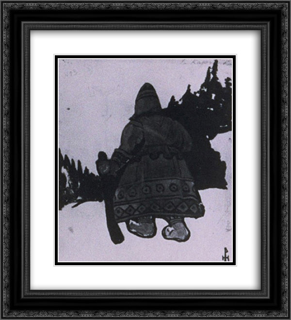 Sketch of costumes for Tale of Tsar Saltan 20x22 Black Ornate Wood Framed Art Print Poster with Double Matting by Roerich, Nicholas