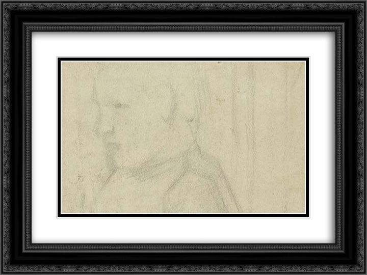 Sketch of man's head (Self-portrait) 24x18 Black Ornate Wood Framed Art Print Poster with Double Matting by Roerich, Nicholas