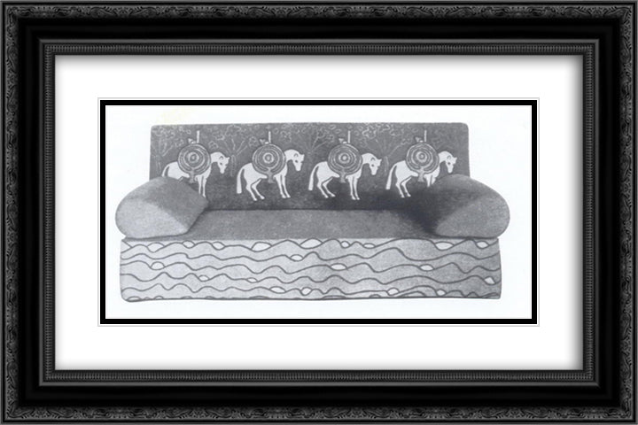 Sketch of sofa for workshop 24x16 Black Ornate Wood Framed Art Print Poster with Double Matting by Roerich, Nicholas