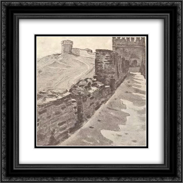 Smolensk walls 20x20 Black Ornate Wood Framed Art Print Poster with Double Matting by Roerich, Nicholas