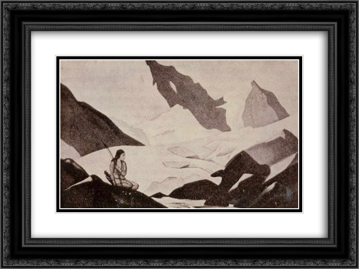 Snow maiden 24x18 Black Ornate Wood Framed Art Print Poster with Double Matting by Roerich, Nicholas