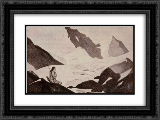 Snow maiden 24x18 Black Ornate Wood Framed Art Print Poster with Double Matting by Roerich, Nicholas