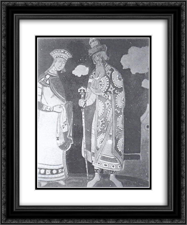 Snow Maiden and Berendey 20x24 Black Ornate Wood Framed Art Print Poster with Double Matting by Roerich, Nicholas