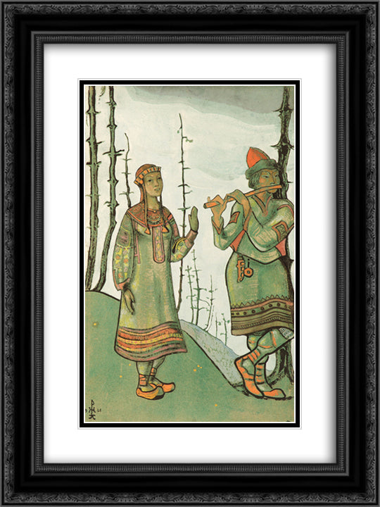 Snow Maiden and Lel 18x24 Black Ornate Wood Framed Art Print Poster with Double Matting by Roerich, Nicholas