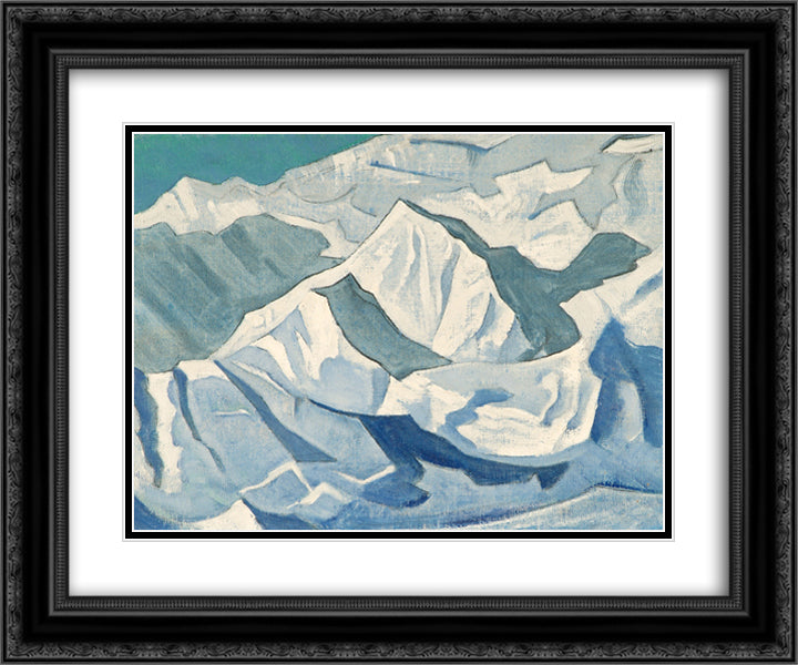 Snowy lift 24x20 Black Ornate Wood Framed Art Print Poster with Double Matting by Roerich, Nicholas