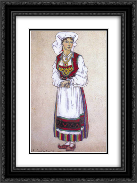 Solveig 18x24 Black Ornate Wood Framed Art Print Poster with Double Matting by Roerich, Nicholas