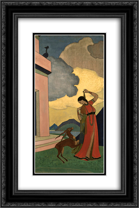 Song of the morning 16x24 Black Ornate Wood Framed Art Print Poster with Double Matting by Roerich, Nicholas