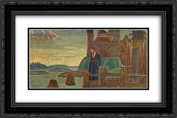 Song of the Viking 24x16 Black Ornate Wood Framed Art Print Poster with Double Matting by Roerich, Nicholas