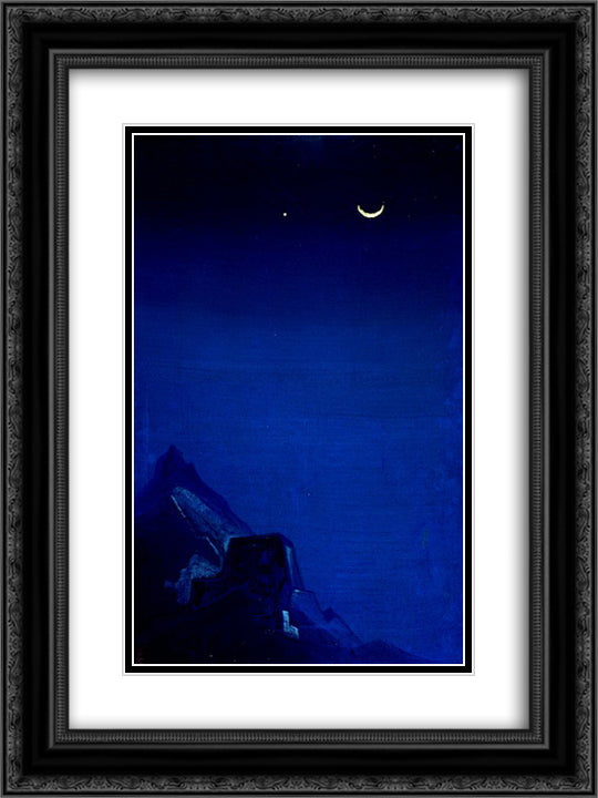 Spell. New moon. 18x24 Black Ornate Wood Framed Art Print Poster with Double Matting by Roerich, Nicholas