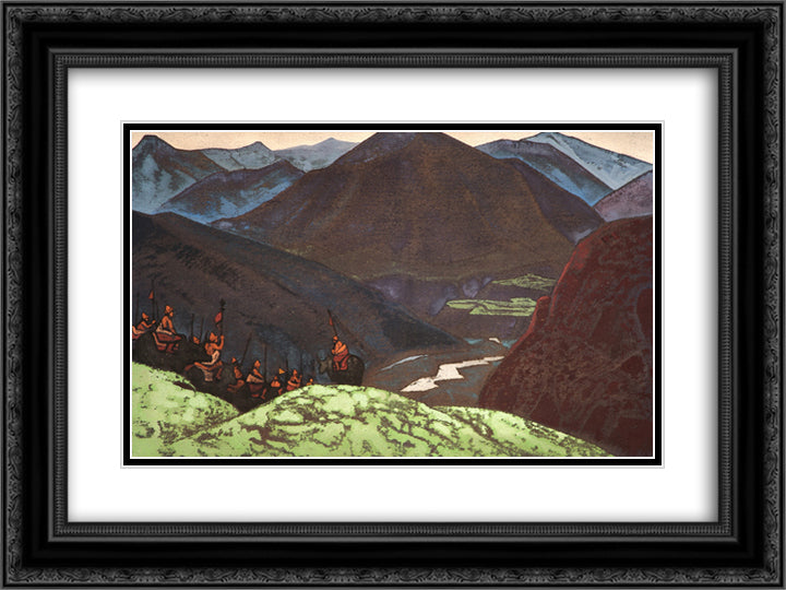 Squad of Geser Khan 24x18 Black Ornate Wood Framed Art Print Poster with Double Matting by Roerich, Nicholas