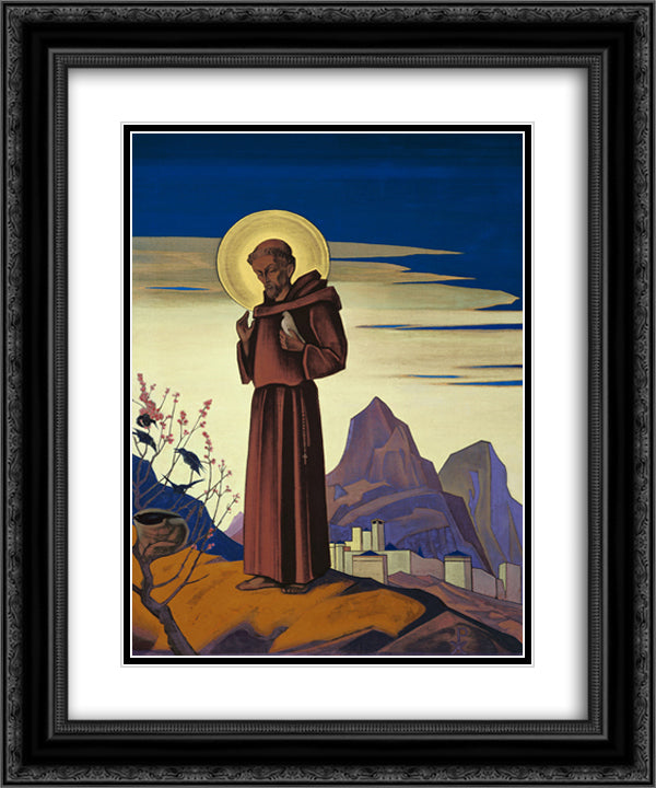 St. Francis 20x24 Black Ornate Wood Framed Art Print Poster with Double Matting by Roerich, Nicholas