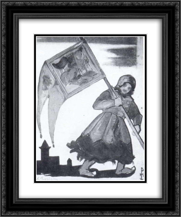 Standard-bearer 20x24 Black Ornate Wood Framed Art Print Poster with Double Matting by Roerich, Nicholas