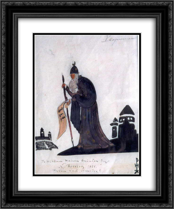 Stargazer 20x24 Black Ornate Wood Framed Art Print Poster with Double Matting by Roerich, Nicholas