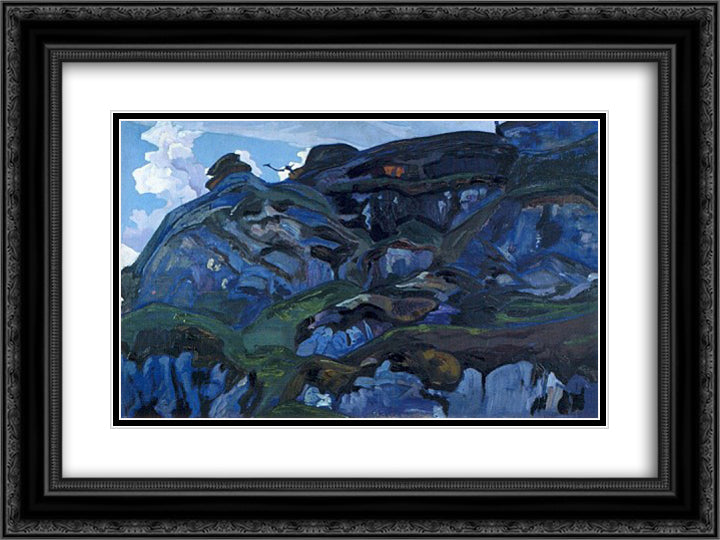 Stones and rocks 24x18 Black Ornate Wood Framed Art Print Poster with Double Matting by Roerich, Nicholas