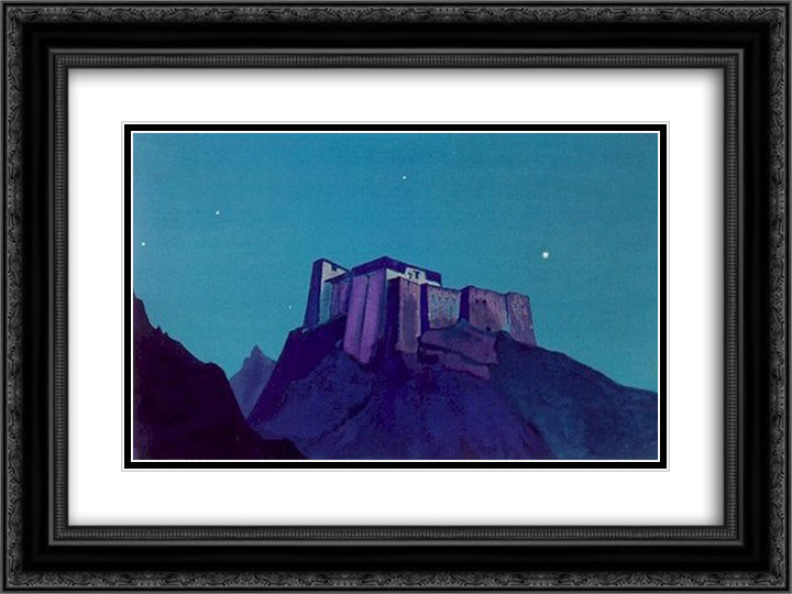 Stronghold of Tibet 24x18 Black Ornate Wood Framed Art Print Poster with Double Matting by Roerich, Nicholas