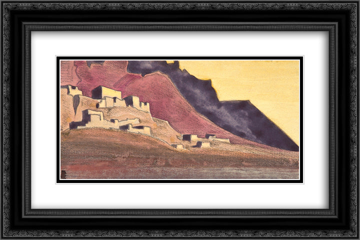 Strongholds of Tibet (study) 24x16 Black Ornate Wood Framed Art Print Poster with Double Matting by Roerich, Nicholas