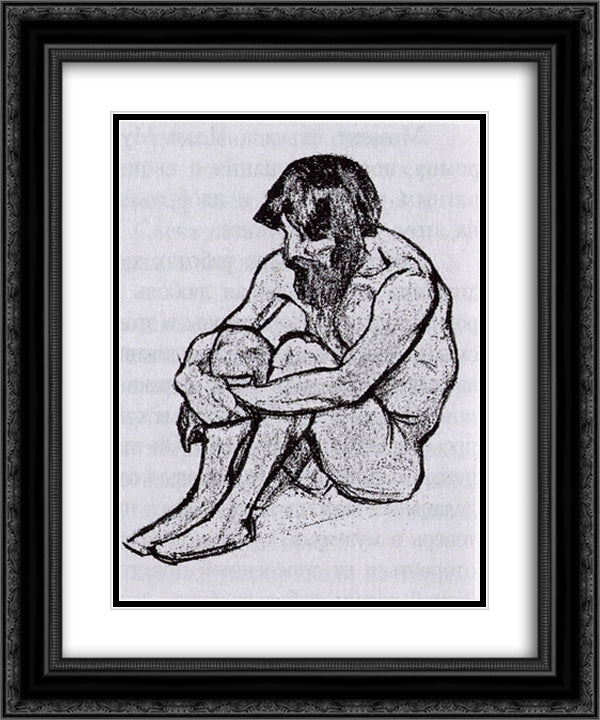 Study 20x24 Black Ornate Wood Framed Art Print Poster with Double Matting by Roerich, Nicholas
