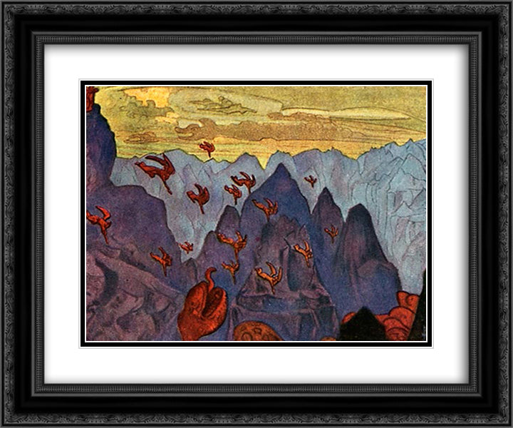 Study Cry of the serpent 24x20 Black Ornate Wood Framed Art Print Poster with Double Matting by Roerich, Nicholas