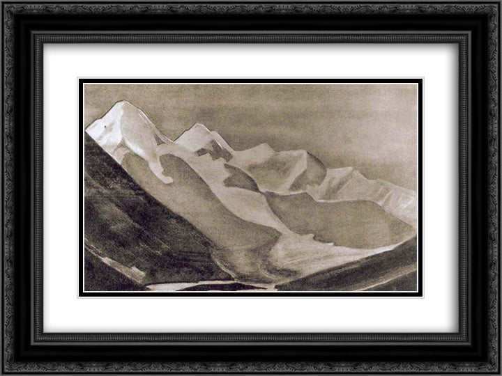 Study of Belukha 24x18 Black Ornate Wood Framed Art Print Poster with Double Matting by Roerich, Nicholas