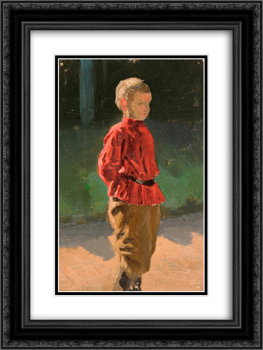 Study of boy 18x24 Black Ornate Wood Framed Art Print Poster with Double Matting by Roerich, Nicholas
