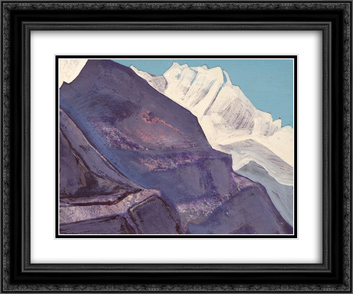 Study of mountains 24x20 Black Ornate Wood Framed Art Print Poster with Double Matting by Roerich, Nicholas