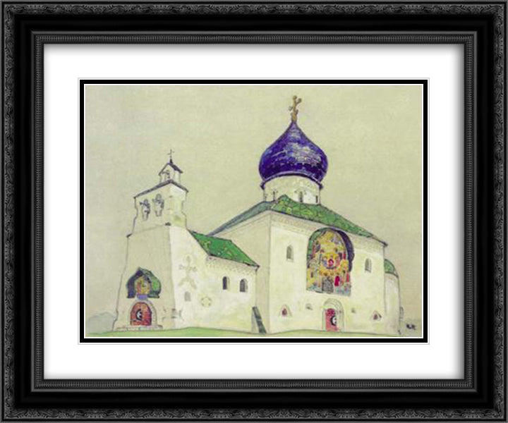 Study of Saint Alexius temple 24x20 Black Ornate Wood Framed Art Print Poster with Double Matting by Roerich, Nicholas