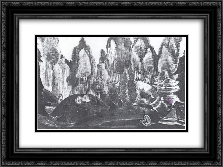 Study of scene design for Snow Maiden 24x18 Black Ornate Wood Framed Art Print Poster with Double Matting by Roerich, Nicholas