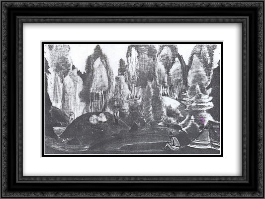 Study of scene design for Snow Maiden 24x18 Black Ornate Wood Framed Art Print Poster with Double Matting by Roerich, Nicholas