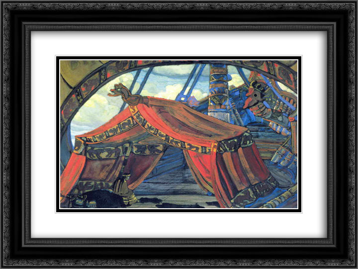 Study of scene design for Tristan und Isolde 24x18 Black Ornate Wood Framed Art Print Poster with Double Matting by Roerich, Nicholas