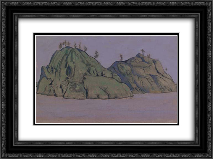 Study of Two Islands in Lake Ladoga 24x18 Black Ornate Wood Framed Art Print Poster with Double Matting by Roerich, Nicholas