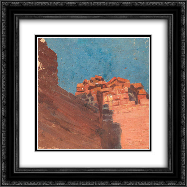 Study of walls 20x20 Black Ornate Wood Framed Art Print Poster with Double Matting by Roerich, Nicholas