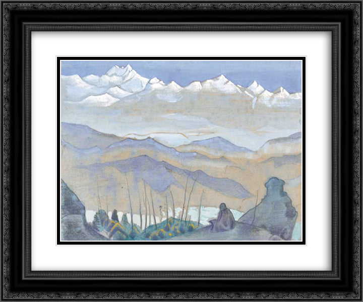Study to Book of Wisdom 24x20 Black Ornate Wood Framed Art Print Poster with Double Matting by Roerich, Nicholas